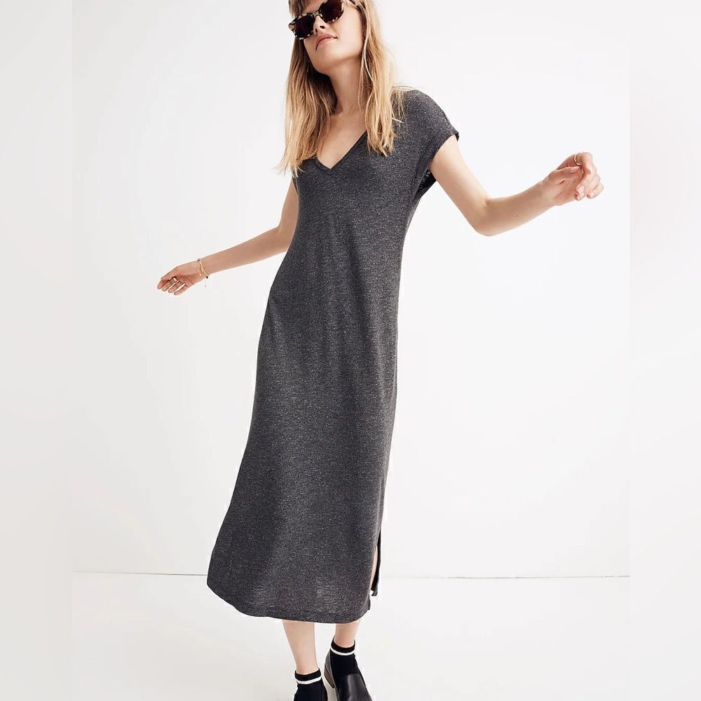 Madewell Horizon Midi Jersey dress in Heather Grey - Size XS